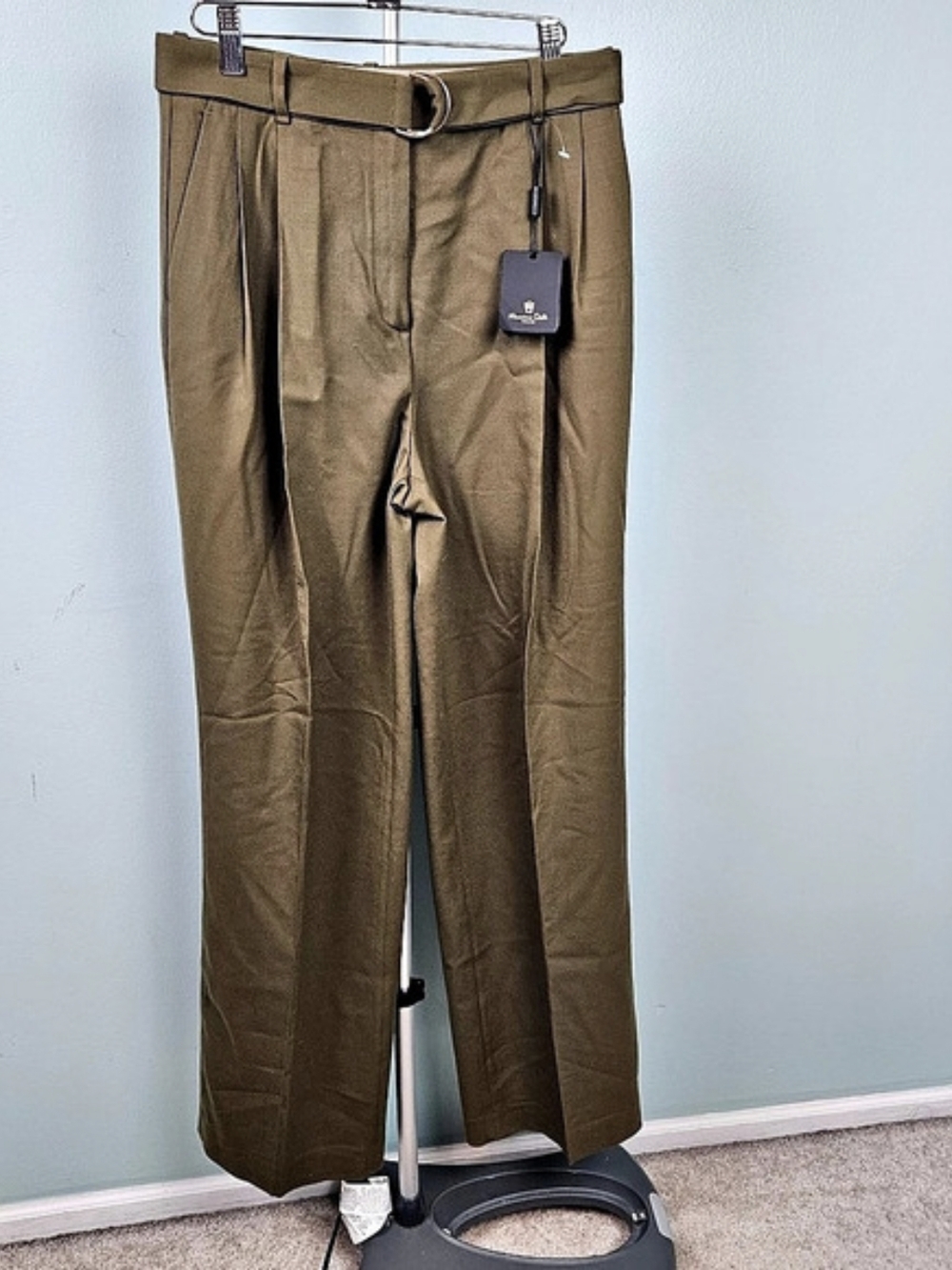 NWT Massimo Dutti Wide-leg trousers in Olive Green Size 8